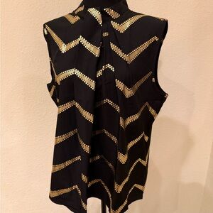 Dazzling Black and Gold Sleeveless Top